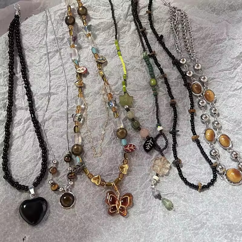 Butterfly Clasp Deployant - Conjunto de Colares Boho com Pedra
